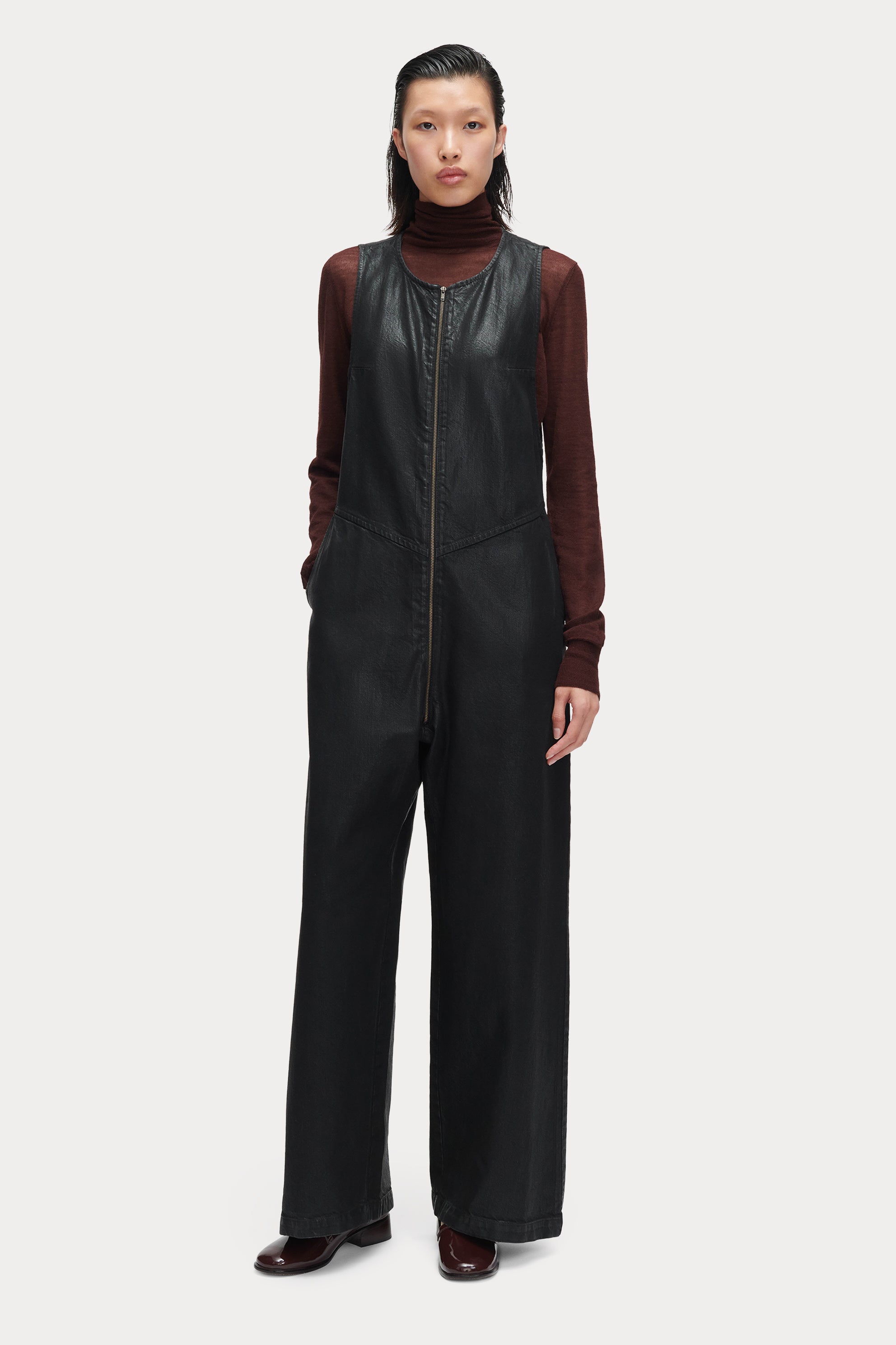 Rachel Comey Diversion V-neck Faux Leather Jumpsuits (Jumpsuits,Full  Length)
