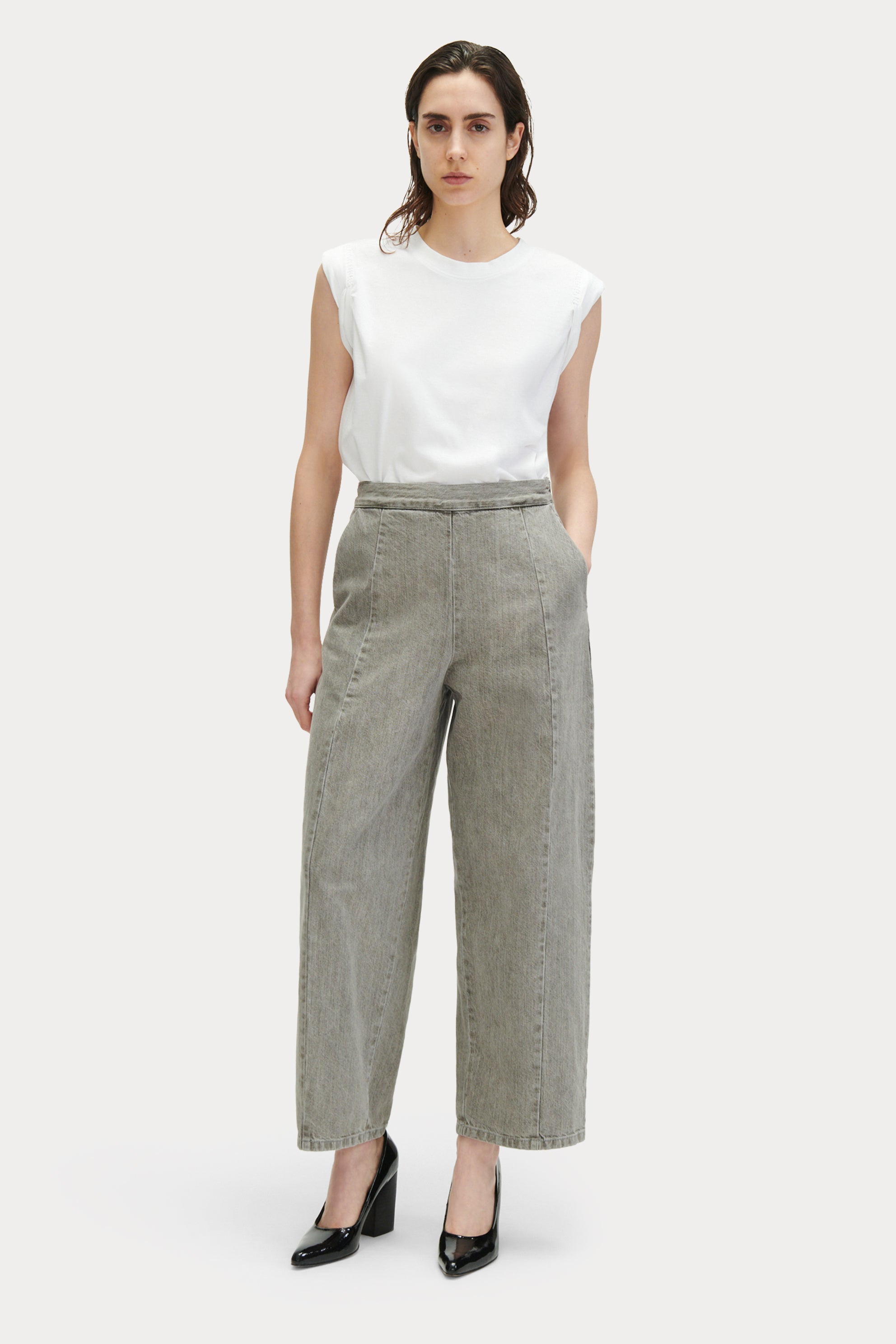 Buy online Grey Cotton Pleated Trousers from bottom wear for Women by  Elleven By Aurelia for ₹370 at 59% off | 2024 Limeroad.com