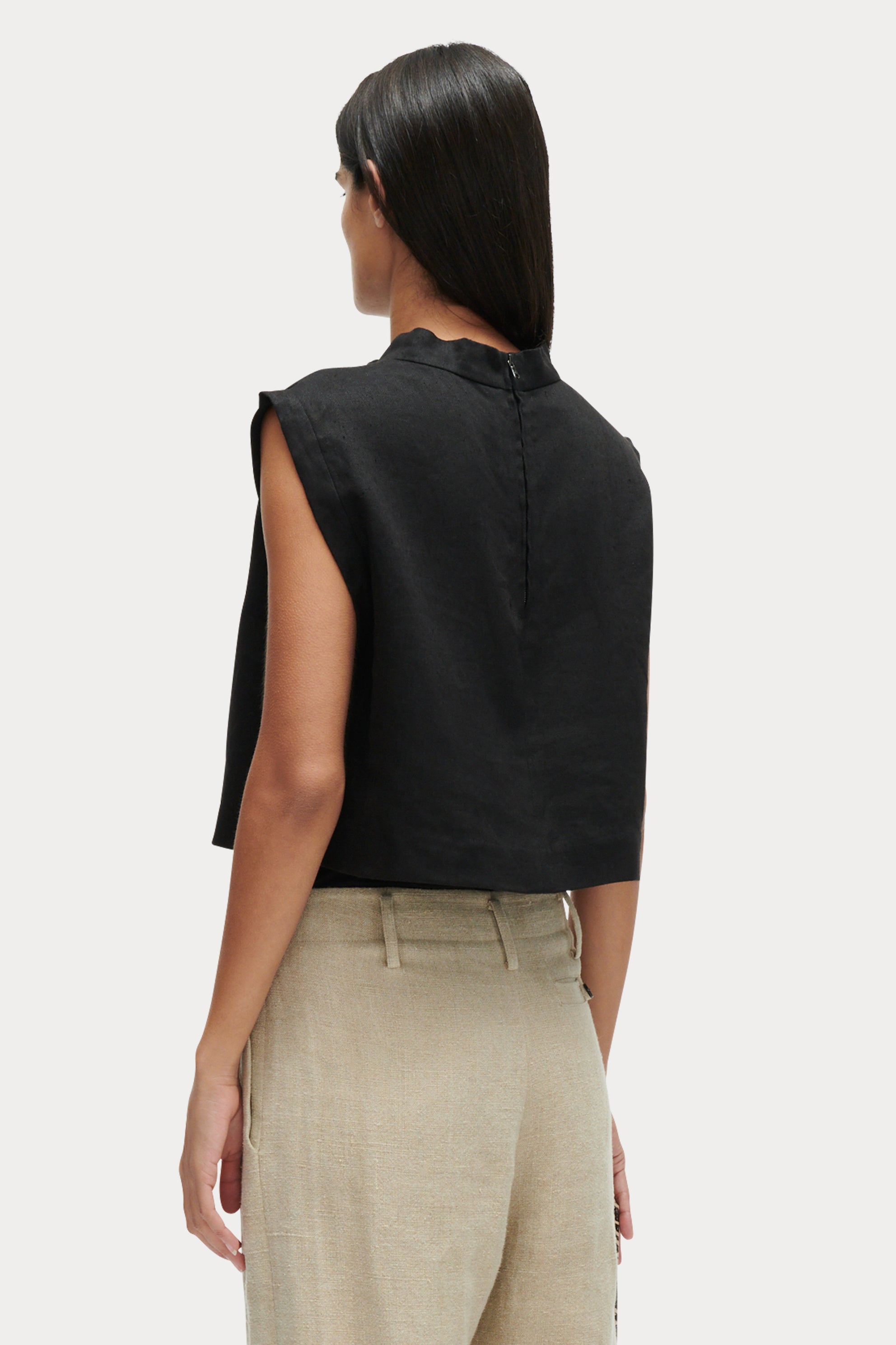 Buy Black Sleeveless Textured Top from Next Austria