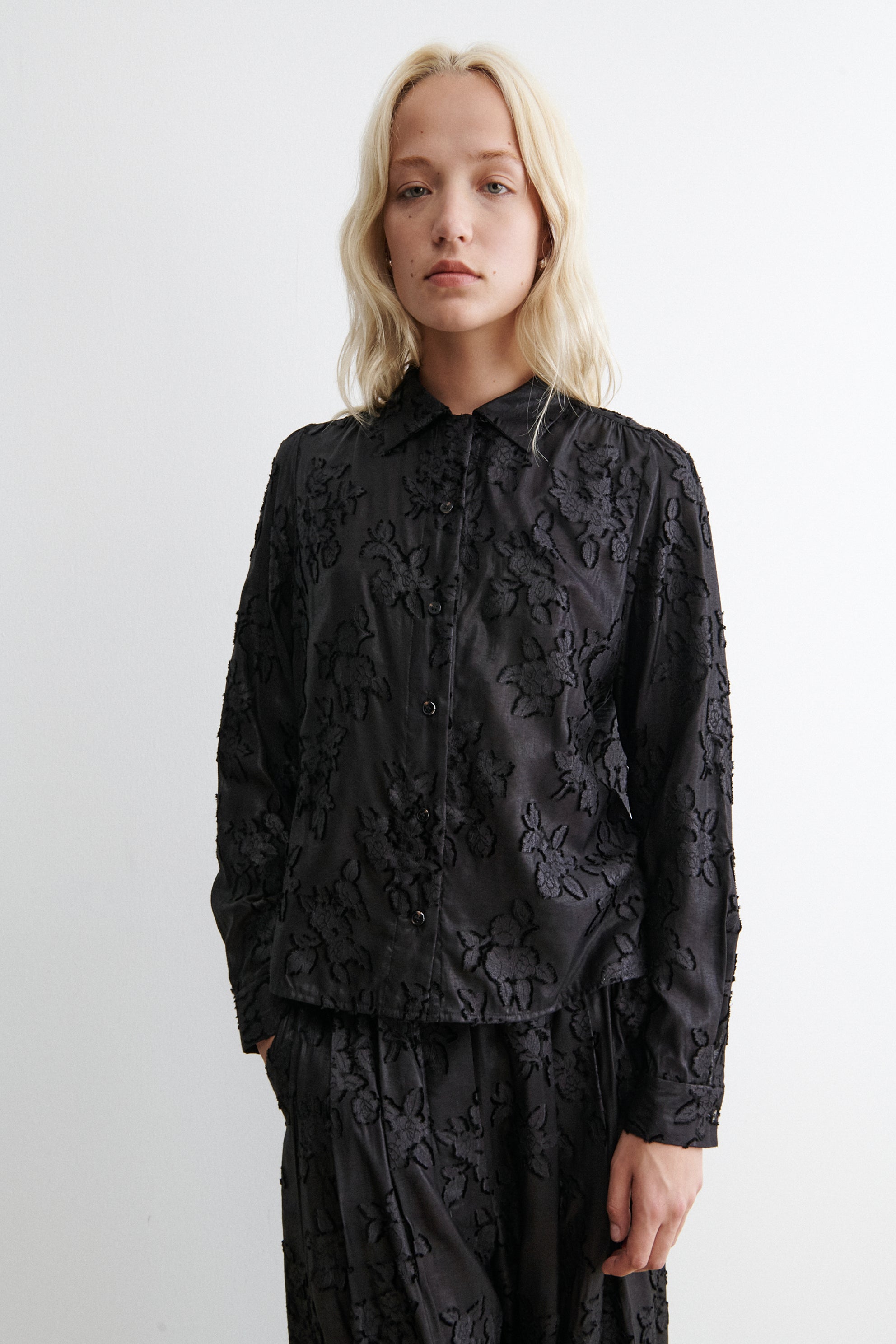 Rachel Comey Black Oversized Ruffle Shoulder hotsell Long Sleeve Blouse