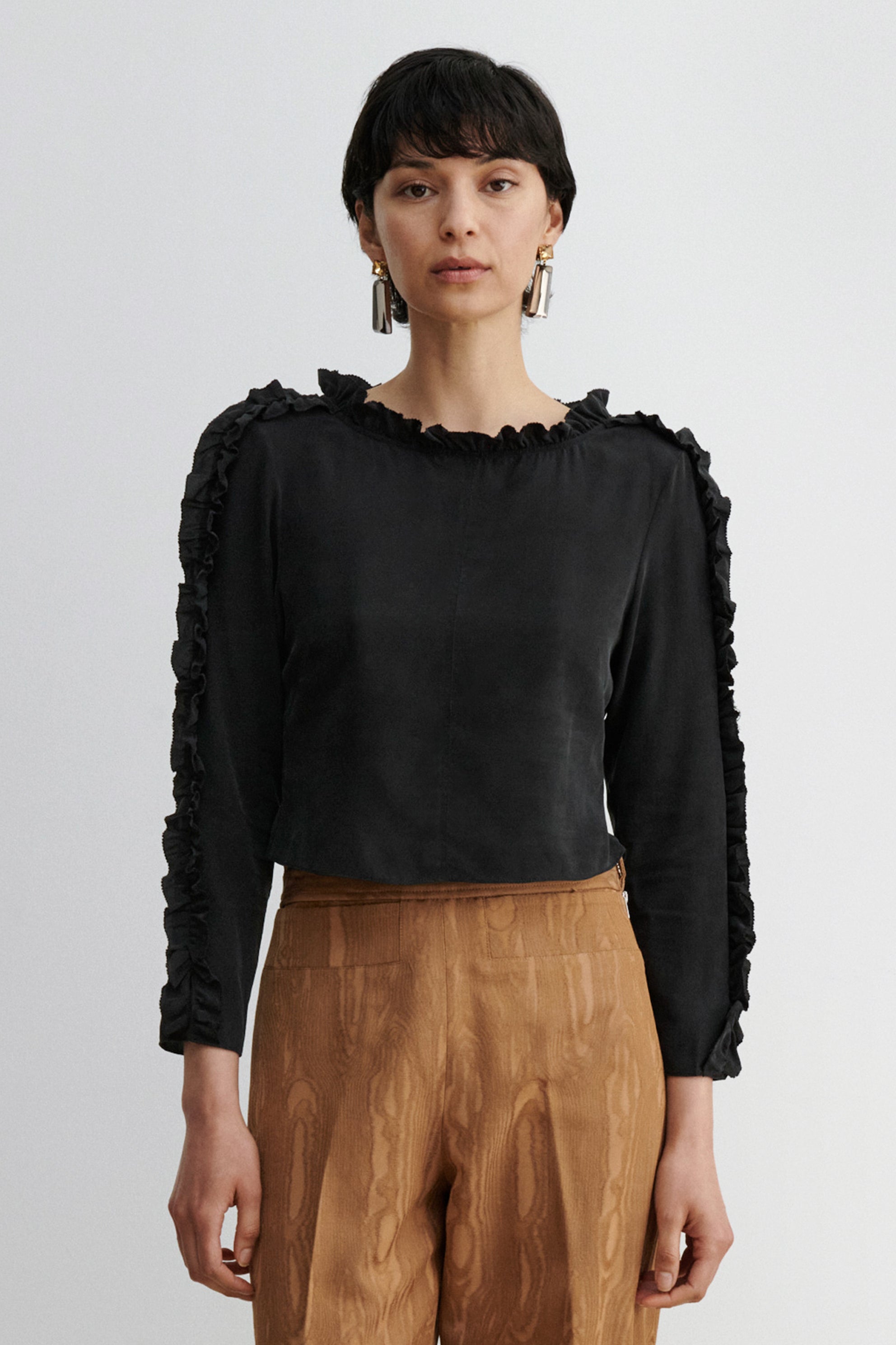 RACHEL COMEY◆袖フリルトップス/2/コットン/YLW/無地/17-051-463-0081-1-0// RACHEL COMEY(レイチェルコーミー) / 袖フリルトップス/2