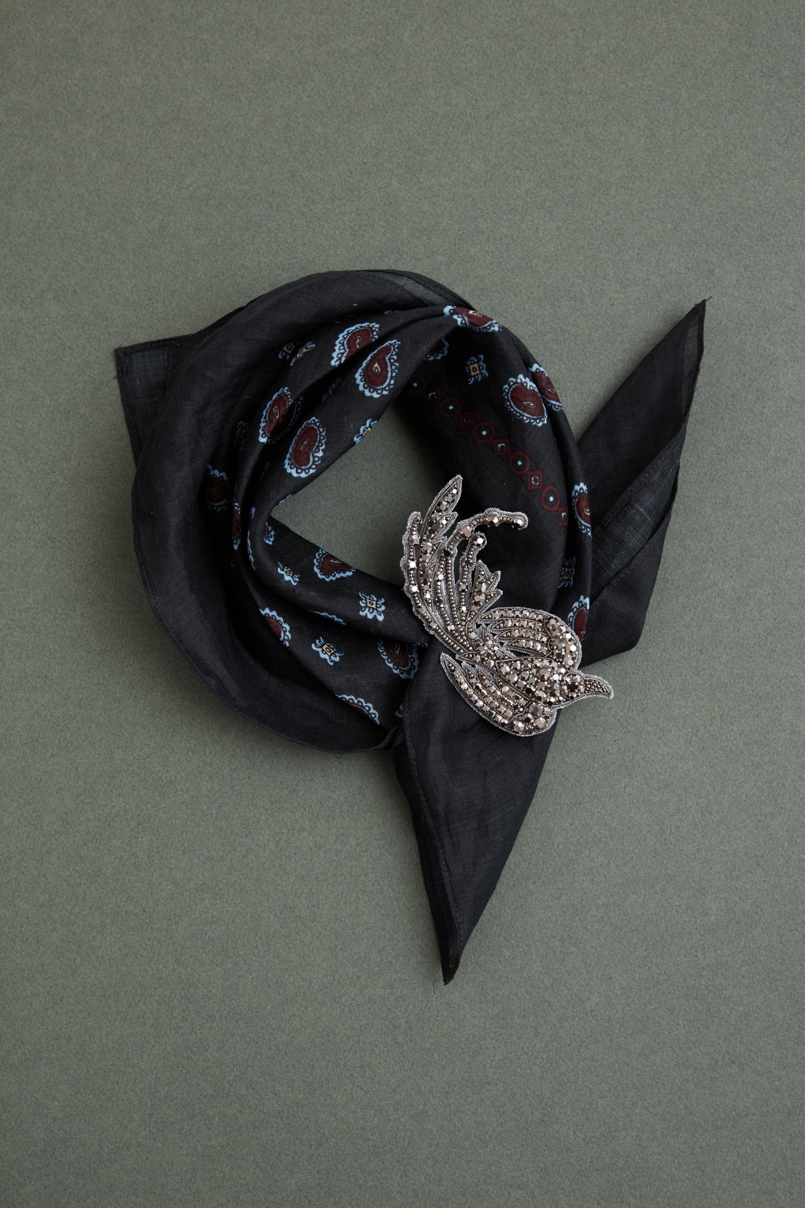 Paisley Ramie Small Scarf